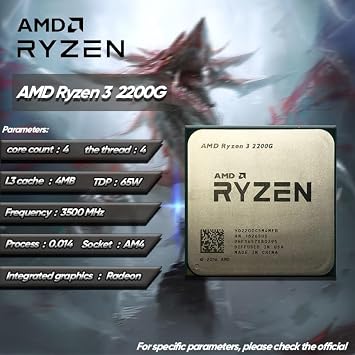 AMD Ryzen 3 2200G CPU Used 4-Core 4-Thread Desktop Processor 3.5 GHz 4M 65W Socket AM4