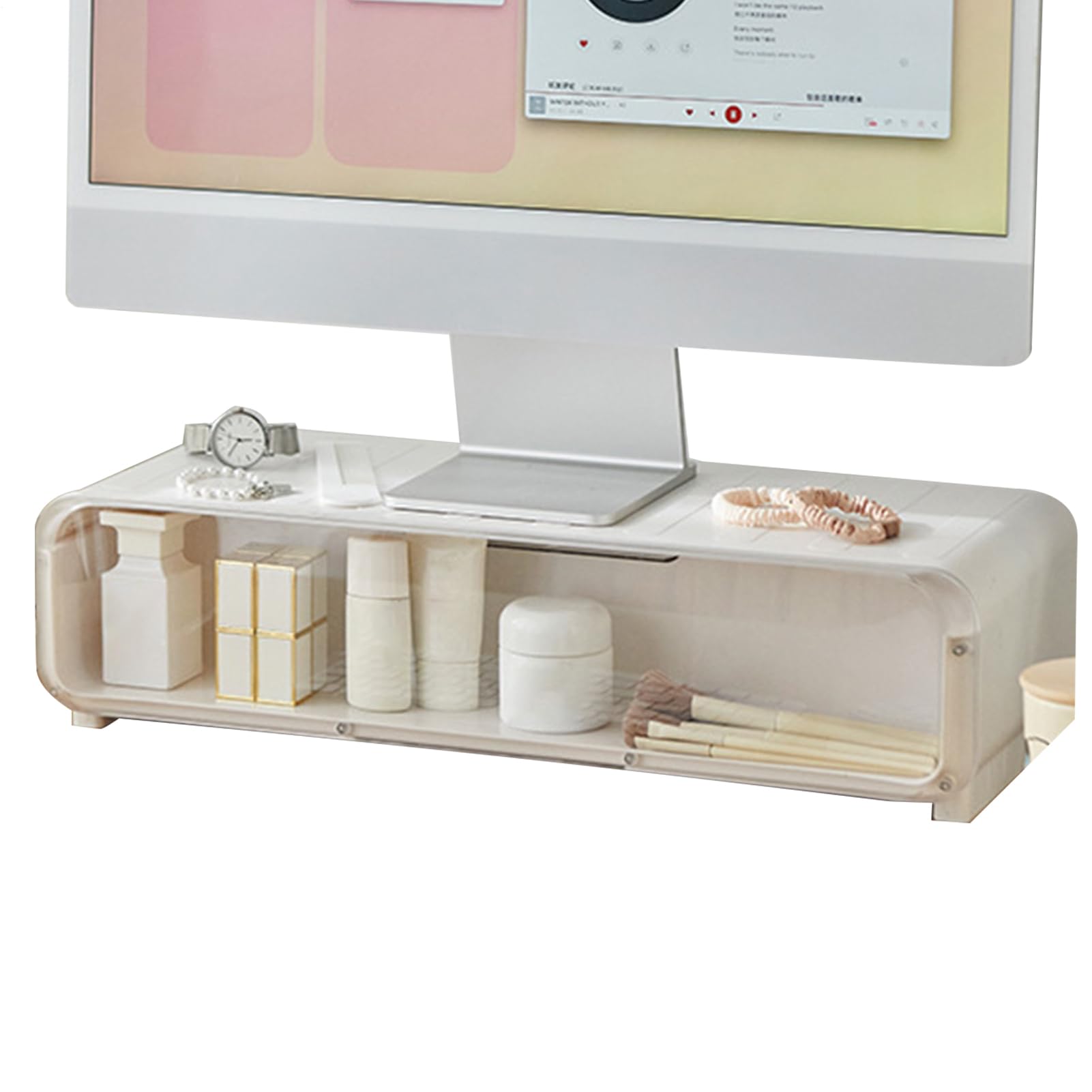 Alzata Computer Ripiano Bianco Multifunzione Antiscivolo per Desktop | Accessorio per Ufficio Alzaschermo Per Scuola, Postazione Di Lavoro, PC, Stampante E Computer Portatile