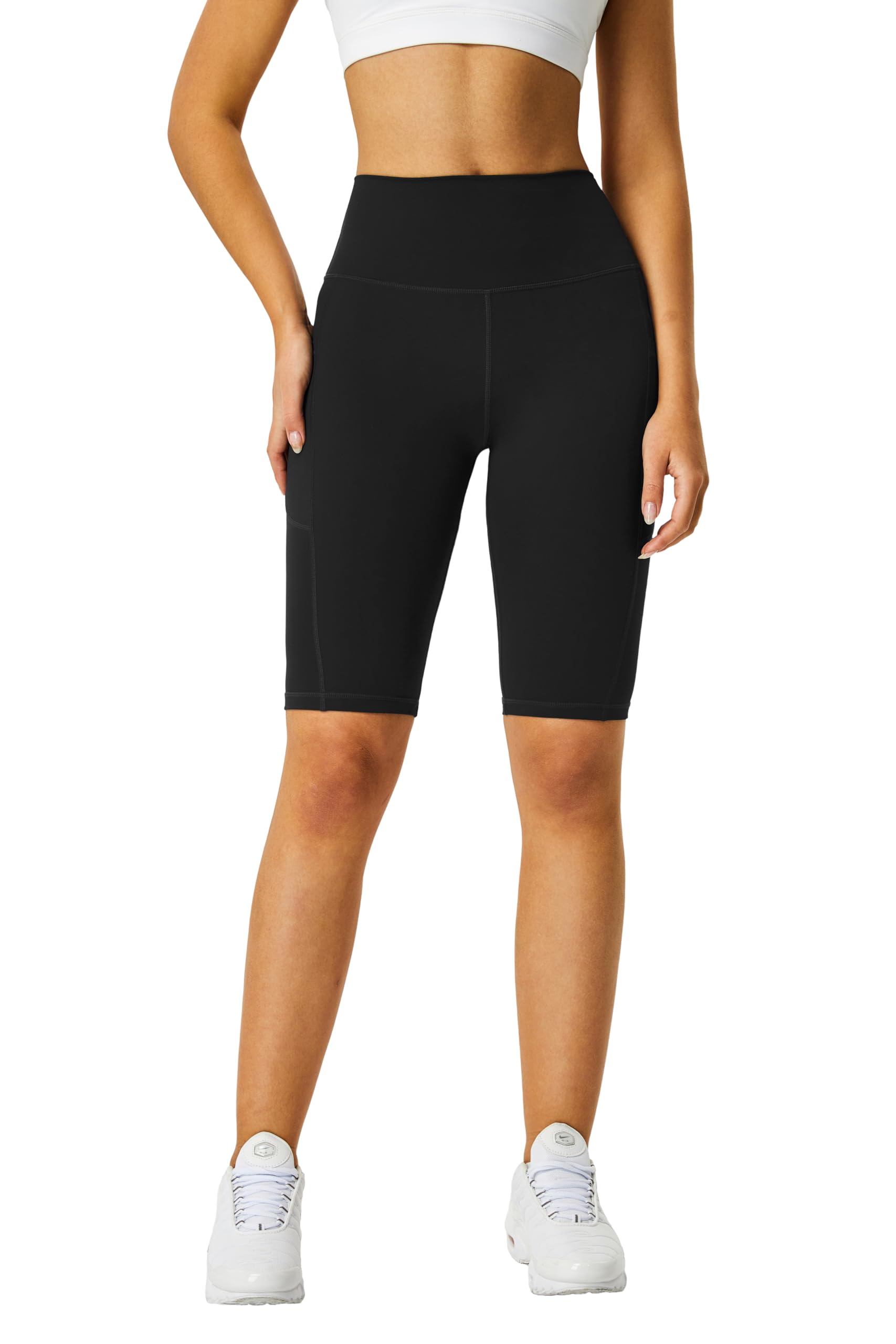 Shorts Leggings Damen Fünf Hosen mit Innentasche Hohe Taille Yoga Kurze für Gym Sport Laufhose mit Taschen