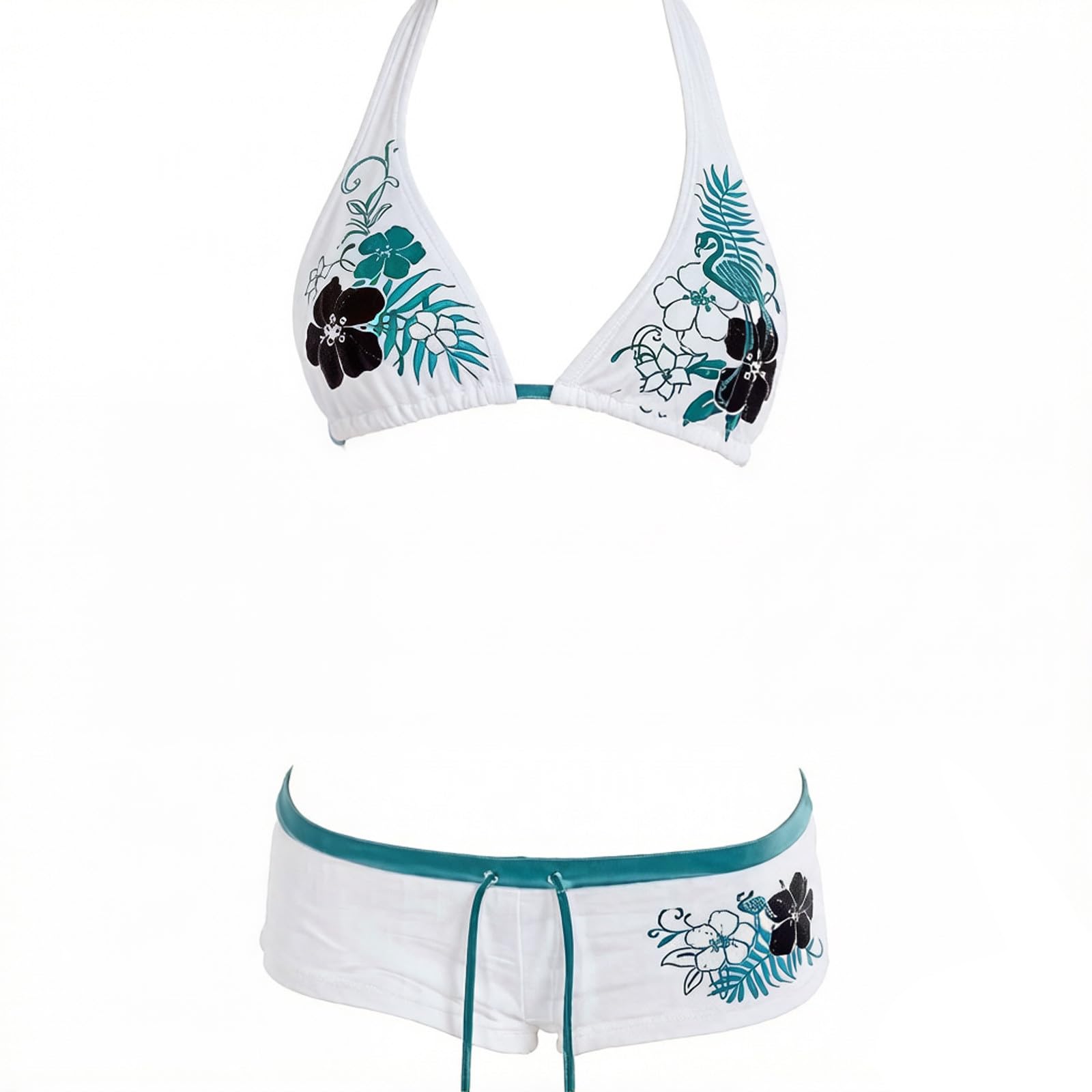 Generisch Conjunto de bikini para mujer, traje de baño, traje de baño, traje de baño tankini con estampado floral, conjunto de bikini con pantalones cortos, sin relleno, ropa de playa de verano
