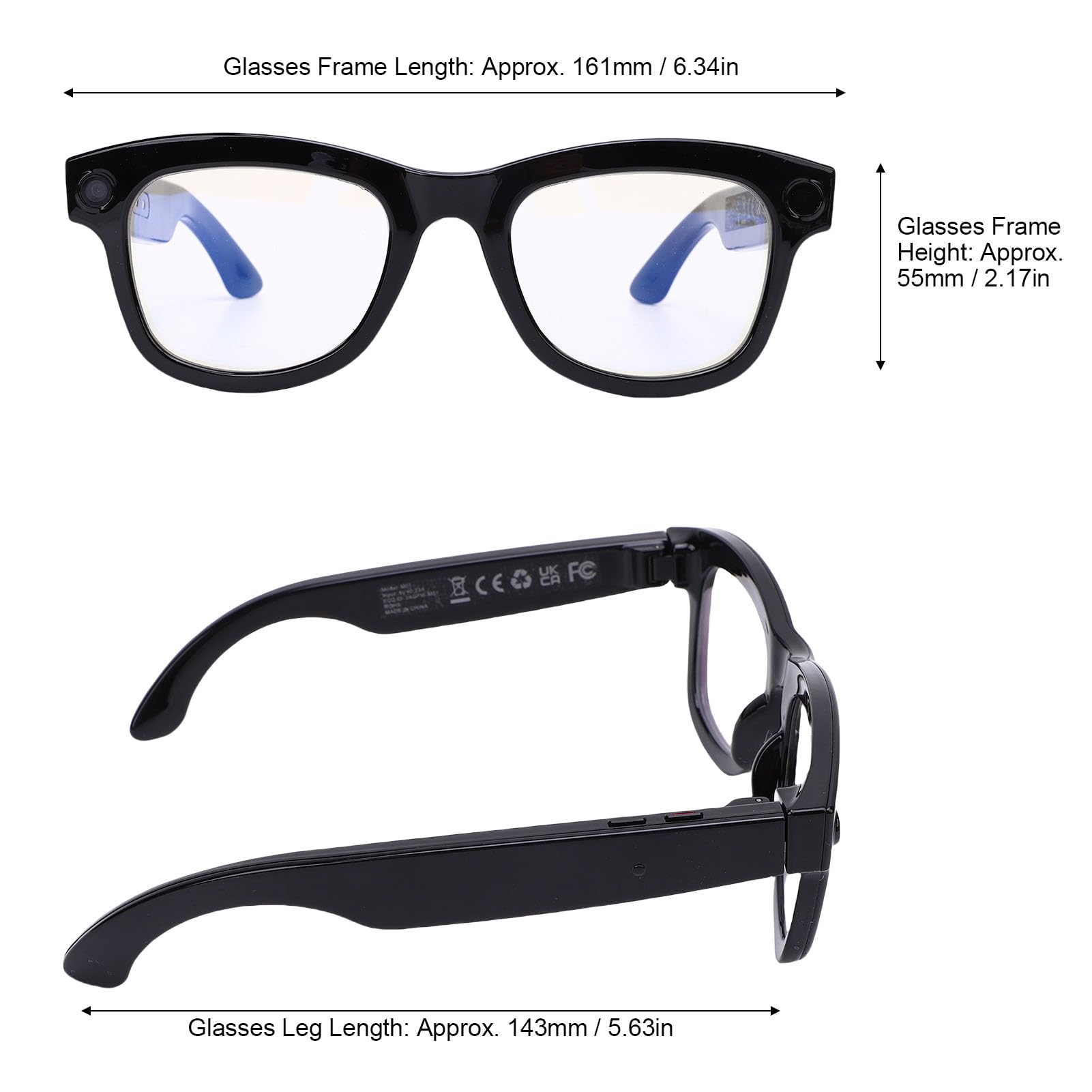 Tnfeeon Gafas Inteligentes con Cámara de 5MP Bluetooth Llama a la Traducción de IA, Grabación de Video WiFi 6 Manos Libres, 9.1 Oz de Diseño Liviano para Entusiastas de la Tecnología de