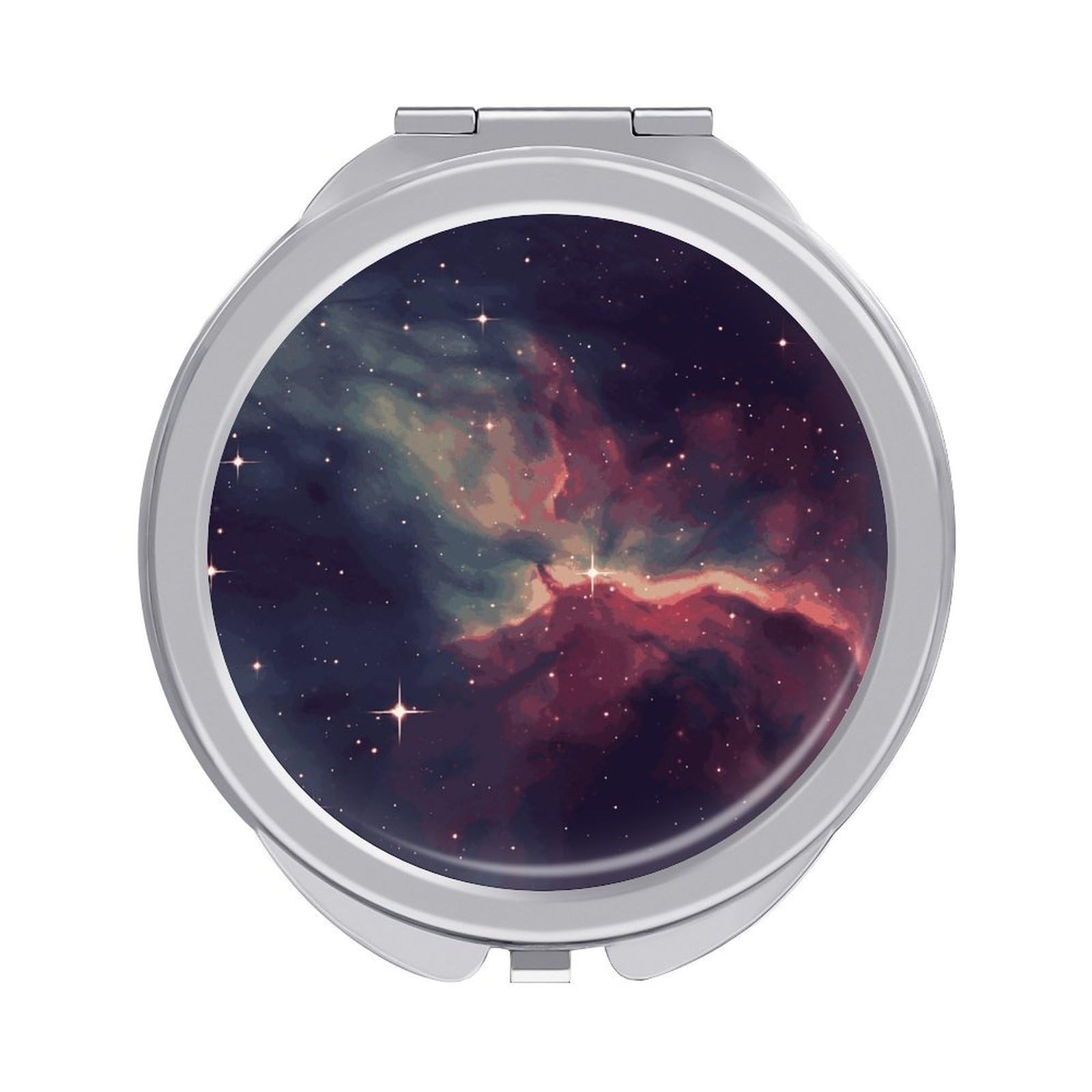 LDGSUPH Star Field in Deep Space Travel Makeup Mirrors Portable Compact Mirror Double-Sided 2X/1X Magnifying Folding Pocket Mirror Mini Round Handheld Mirrors for Home Outdoor