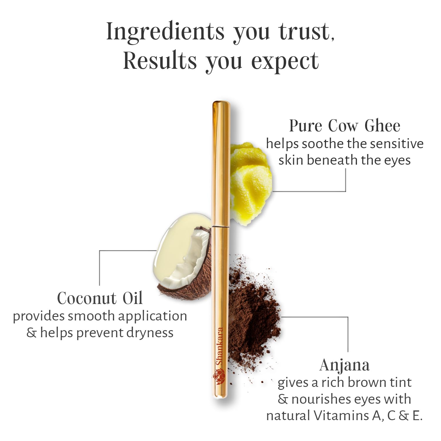 Shankara Forest Brown Kohl Kajal | Rich, Creamy Texture with Matte Finish | 12-Hour Long Stay Waterproof Formula | A2 Ghee, Sweet Almonds, Coconut Oil | Preservative-Free | Full Coverage | 0.3g 1