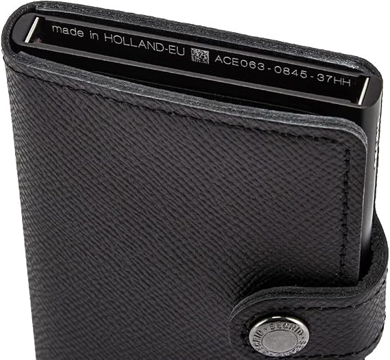 SECRID - Men Mini Wallet Genuine Original Leather RFID Safe Card Case for max 12 cards (Crisple Black)