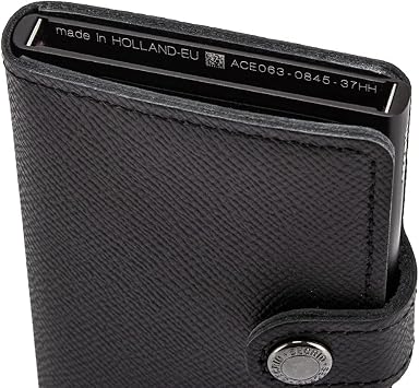SECRID - Men Mini Wallet Genuine Original Leather RFID Safe Card Case for max 12 cards (Crisple Black)