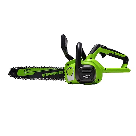 Greenworks 40V 12" Cordless Compact Chainsaw (Great For Storm Clean-Up, Pruning, and Camping), Tool Only