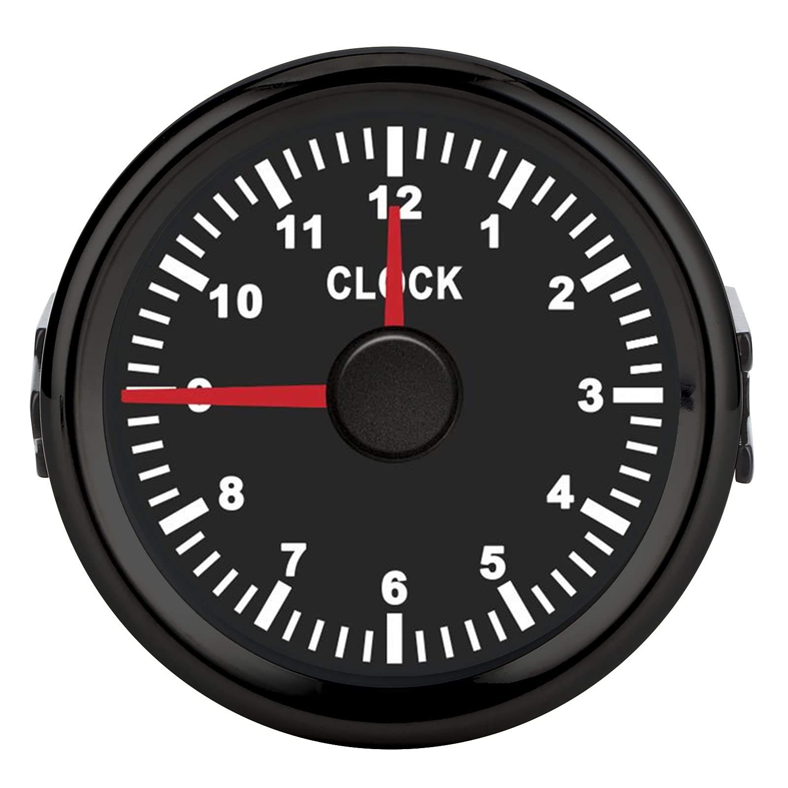Qiilu Contaore per barche, 2 pollici Universale 12V / 24V Strumento indicatore orologio 0-12 Contaore Retroilluminazione rossa per auto Barca Yacht Moto(Quadrante nero con cornice nera) adatto per or