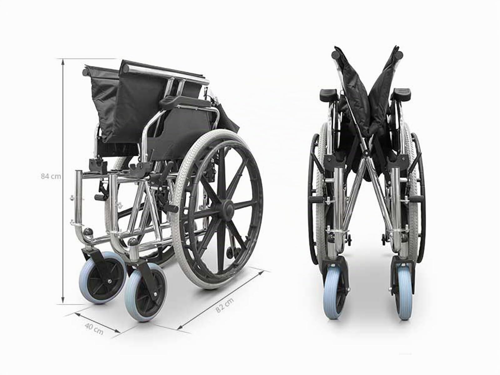 QUIRUMED Silla de ruedas ANCHO ESPECIAL 56 CM, Acero, Plegable, Acolchado extra, Reposabrazos extraíbles, Reposapies 90º, Para mayores, Para minusválidos, Hasta 125 kg