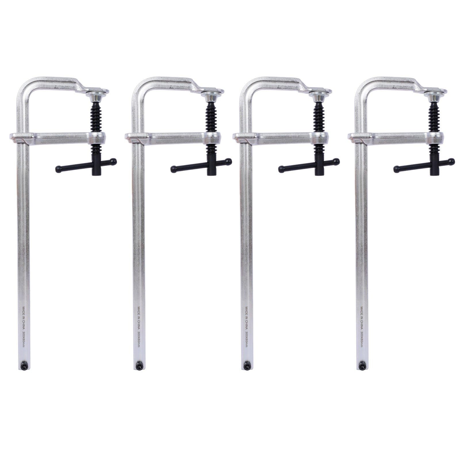 FRITHJILL 12" Opening Heavy Duty F-Clamps, Bar Clamps for Welding Woodworking, 3" Throat Depth, 450Lbs Clamping Force, Pack of 4