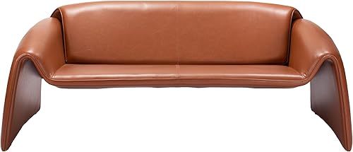 Miniatura 5 de Zuo Horten Sofá marrón, sofá marrón, estilo moderno, piel sintética, asientos hasta 2, madera contrachapada, sala de estar, 69.7 pulgadas de ancho x