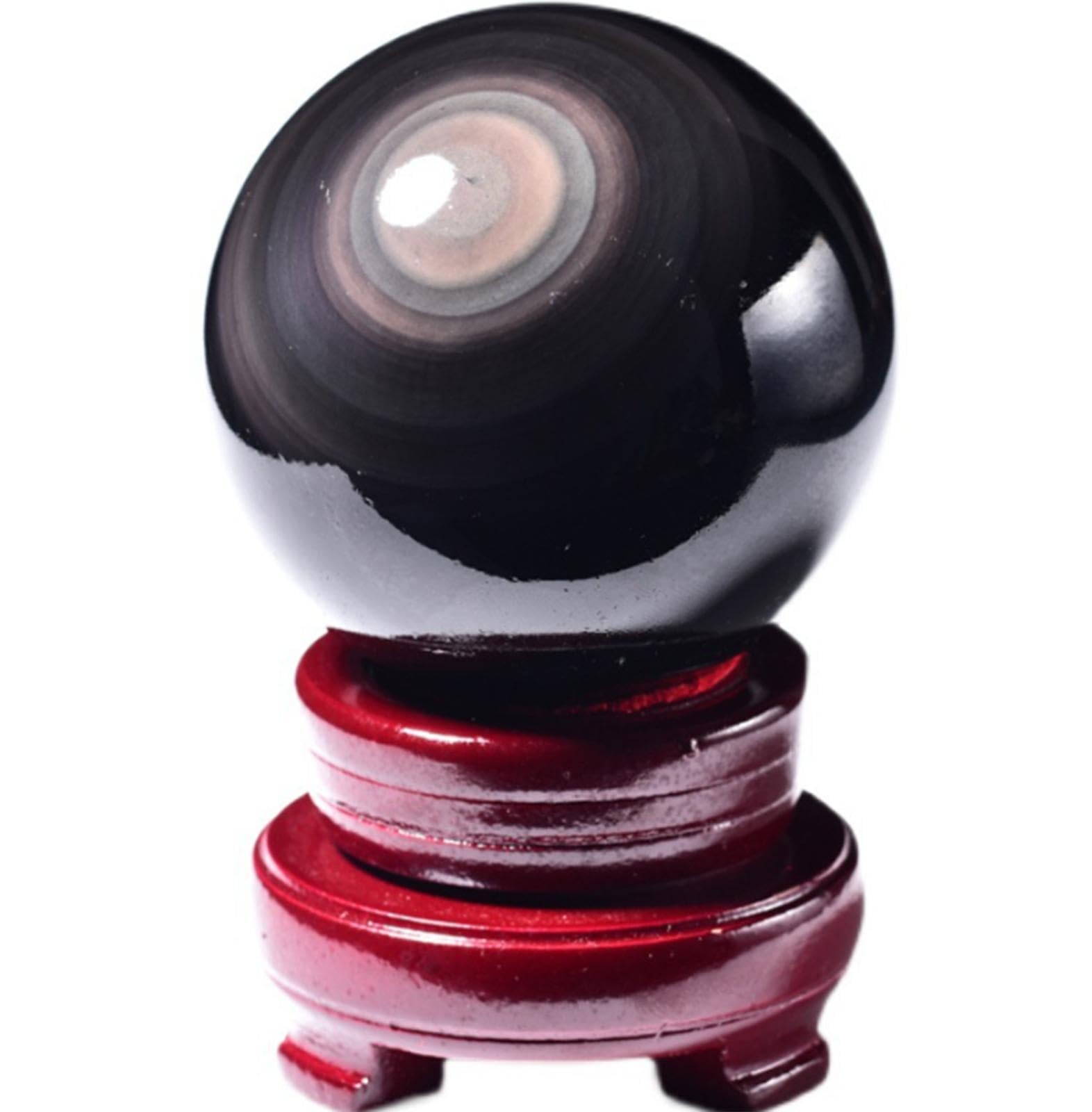 BJXKHFPIV Crystal Ball Figurine,Obsidian Gemstone Sphere with Rainbow Eye, Divnation Feng Shui Quartz Ball for Decor and,Home Decor,7cm/2.7in