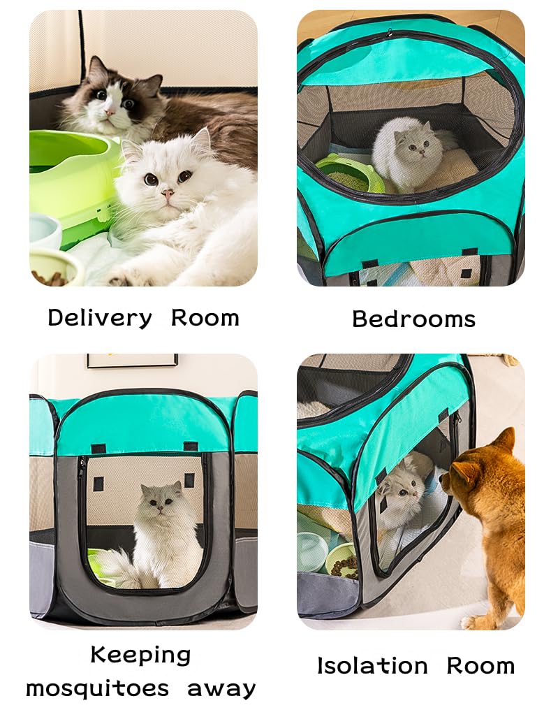 Parc Portable Pliable pour Animaux de Compagnie, Cage pour Chat, pour intérieur et extérieur, Tente pour Animaux de Compagnie et Chiot (Rose, L)