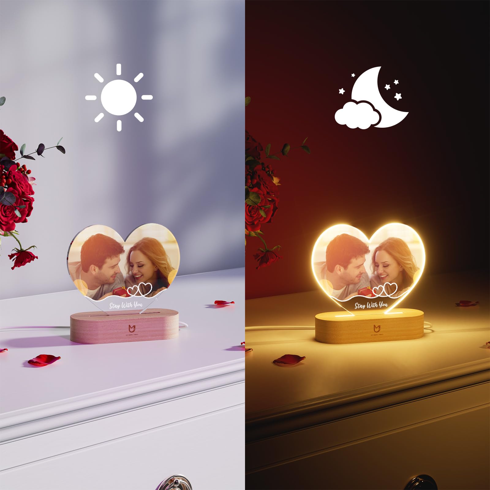 Giftove Cadeau Saint Valentin pour Homme Femme Personnalisé - Lampe