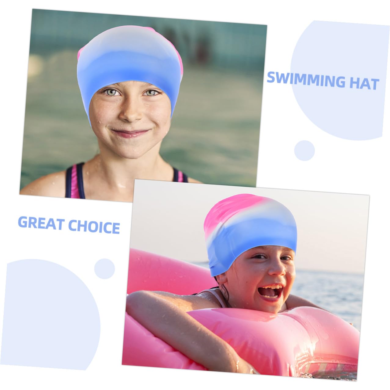 HANABASS 10 Cuffia in Silicone Elasticizzata per Donne Cappello Piscina Antiscivolo Copricapo per Lunghi e Rosa e Blu Sfumato