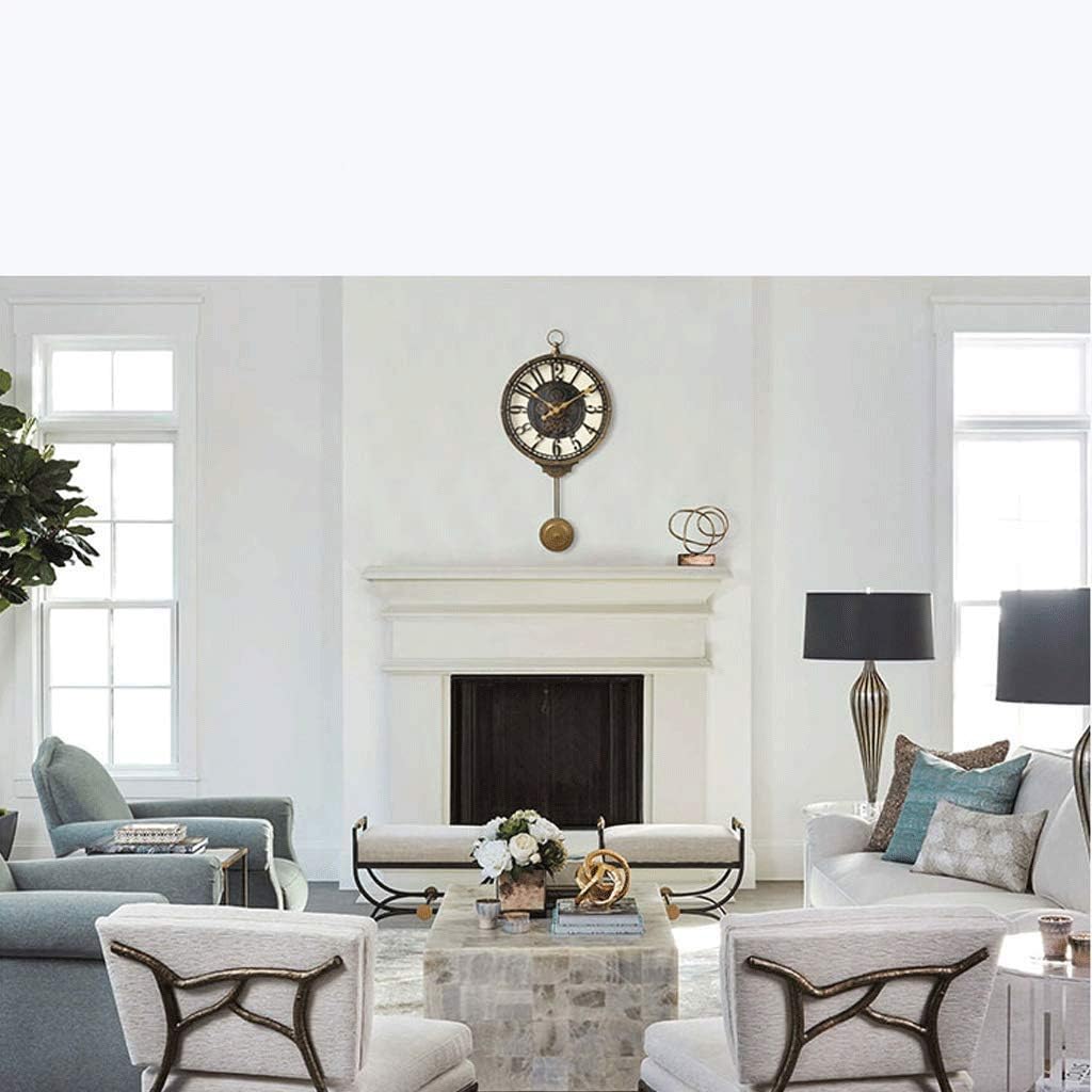 ساعة حائط دائرية من الحديد المطاوع بتصميم عتيق بلون بني بوجهين... - view 6