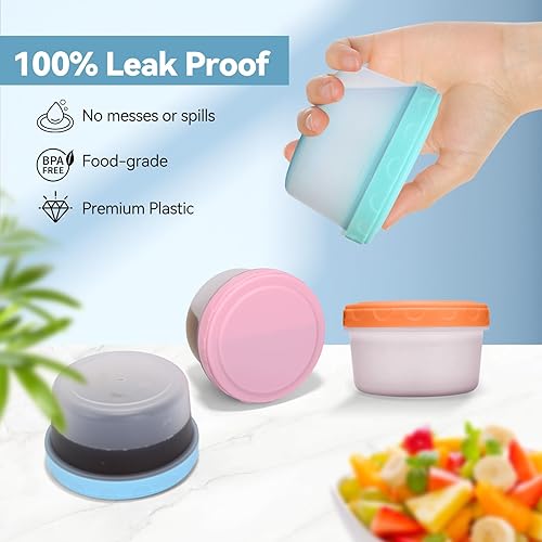 Miniatura 4 de 12 recipientes pequeños con tapas, cuencos de plástico reutilizables para aperitivos y puré, recipiente para aderezo de ensalada, delicatessen,