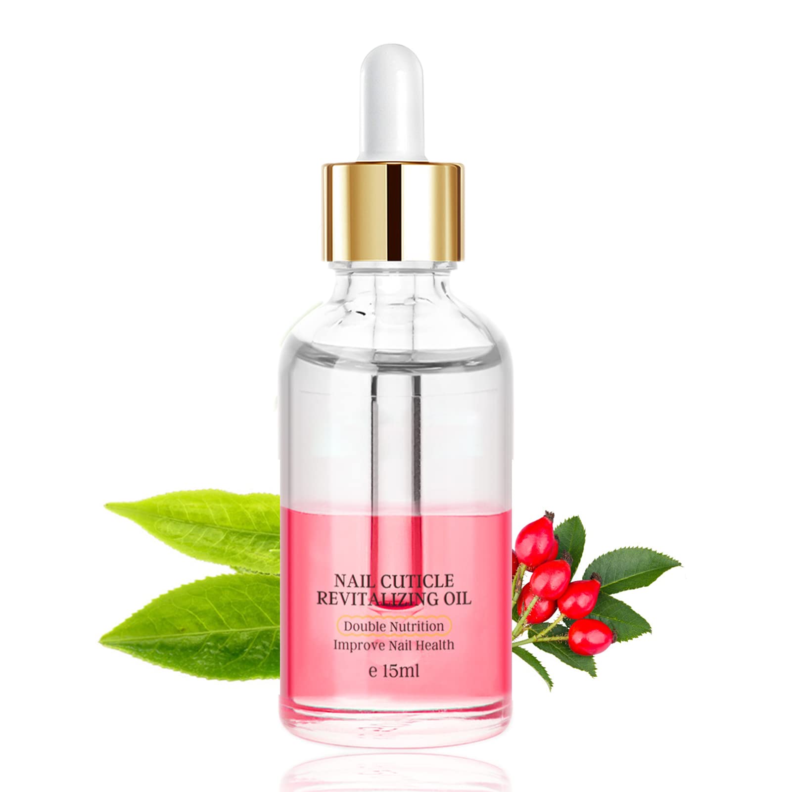 Nail Oil Cuticle 15ml with Vitamin E & B, Cuticle Oil for Nails, Jojoba Nail Cuticle Oil,Nail Oil Soothe Moisturize with Dropper Design for Dry Rough Nail Care Repair (Tea Tree&Rosehip)