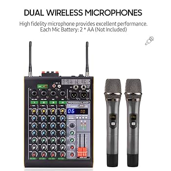 Amazon | Qudai 2つのワイヤレスマイクを備えた