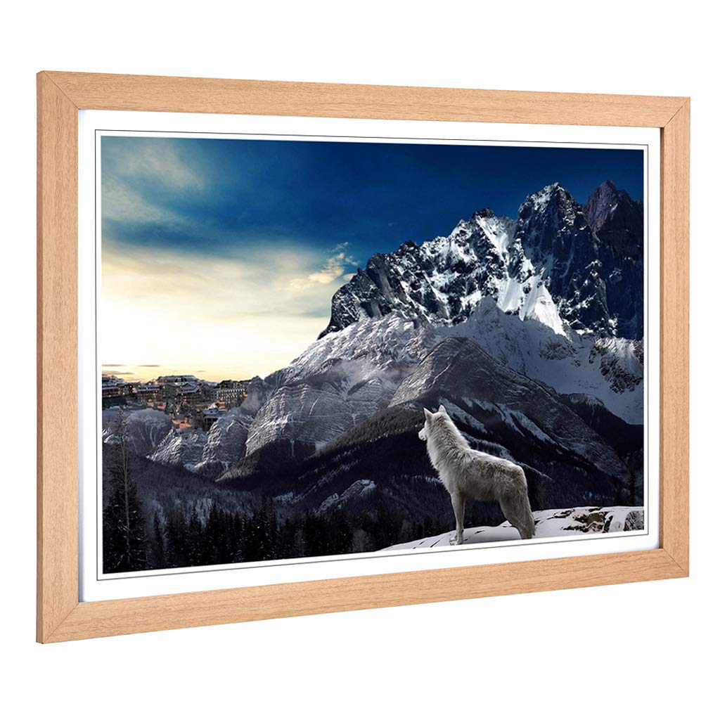 Big Box Art Framed Print of White Wolf Moutain Landscape Design | Wall Art Picture | Home Decor for Kitchen, Living, Dining Room, Bedroom, Hallway, Office, Oak, A2 / 24.5x18 Inch / 62x45cm