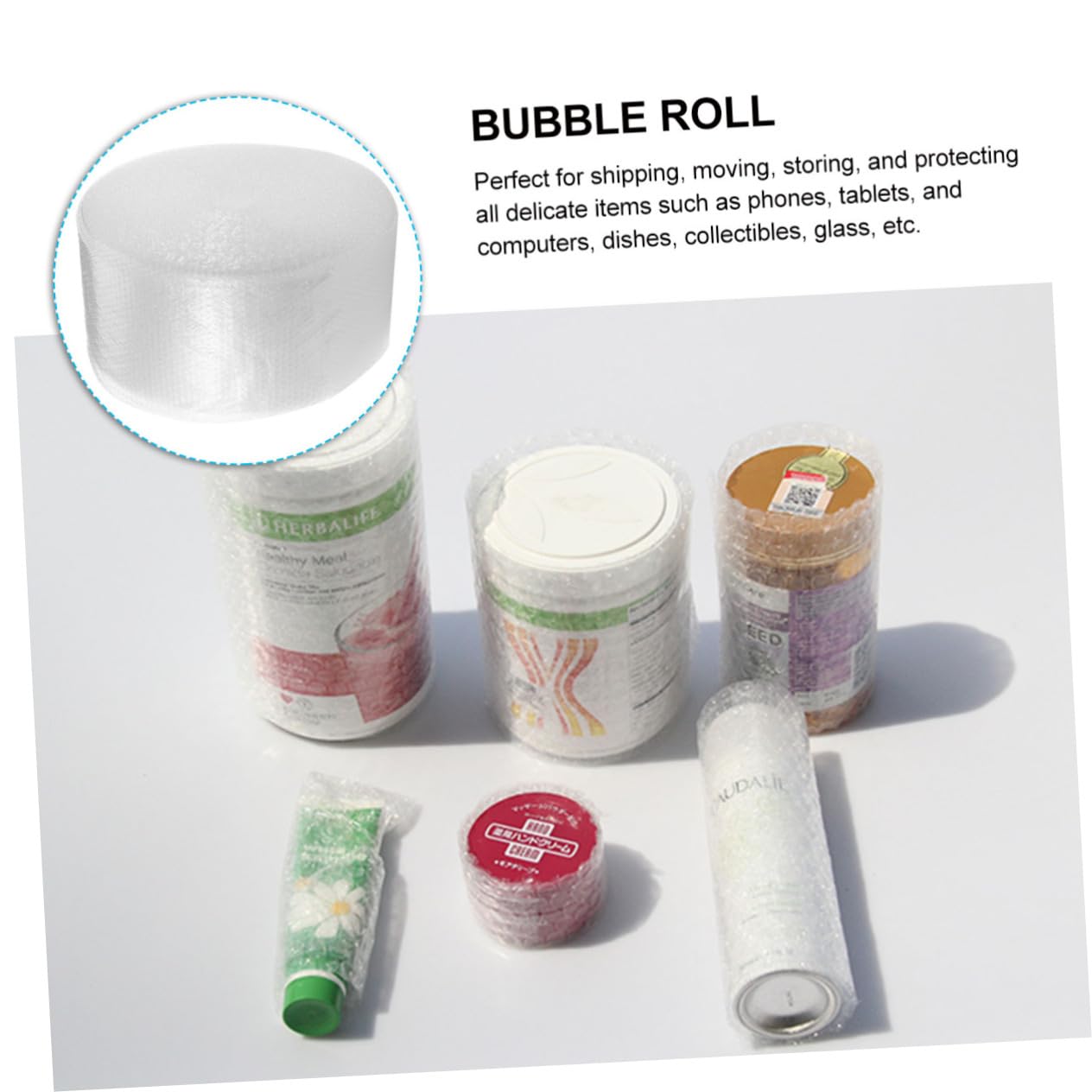Rotolo Pluriball da Imballaggio Bianco in Ldpe per Spedizioni | Pellicola Leggera, per Invio e Deposito, Protezione di Piatti e Tablet