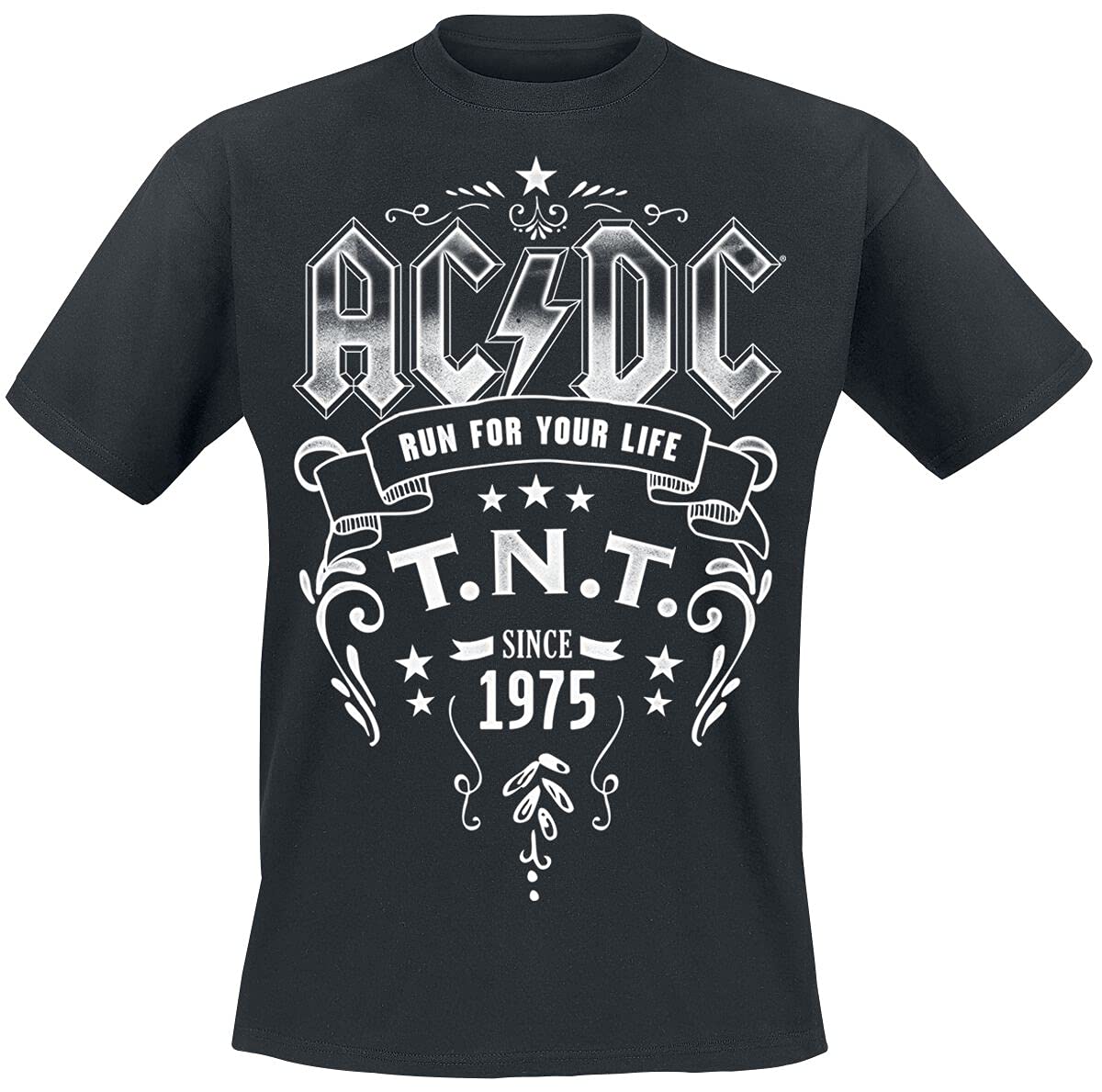 AC/DC T.N.T. Homme T-Shirt Manches Courtes Noir 100% Coton Regular/Coupe Standard - Les Beatles, Paul McCartney, John Lennon, RIngo Starr, George Harrison AC/DC T.N.T. Homme T-Shirt Manches Courtes Noir 100% Coton Regular/Coupe Standard