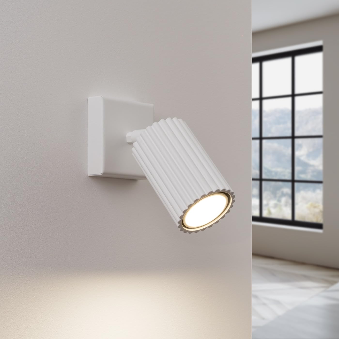SOLLUX lighting Lampada Da Parete Applique Da Parete In Alluminio 1 Paralume 8 x 16 x 16 cm Karbon Bianco