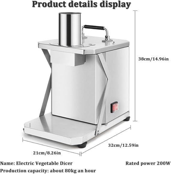 Commercial Vegetable Fruit Slicer Shredder, Vegetable Dicer, Potato Onion Carrot Dicing Cube Cutting Machine Vegetable Chopper
