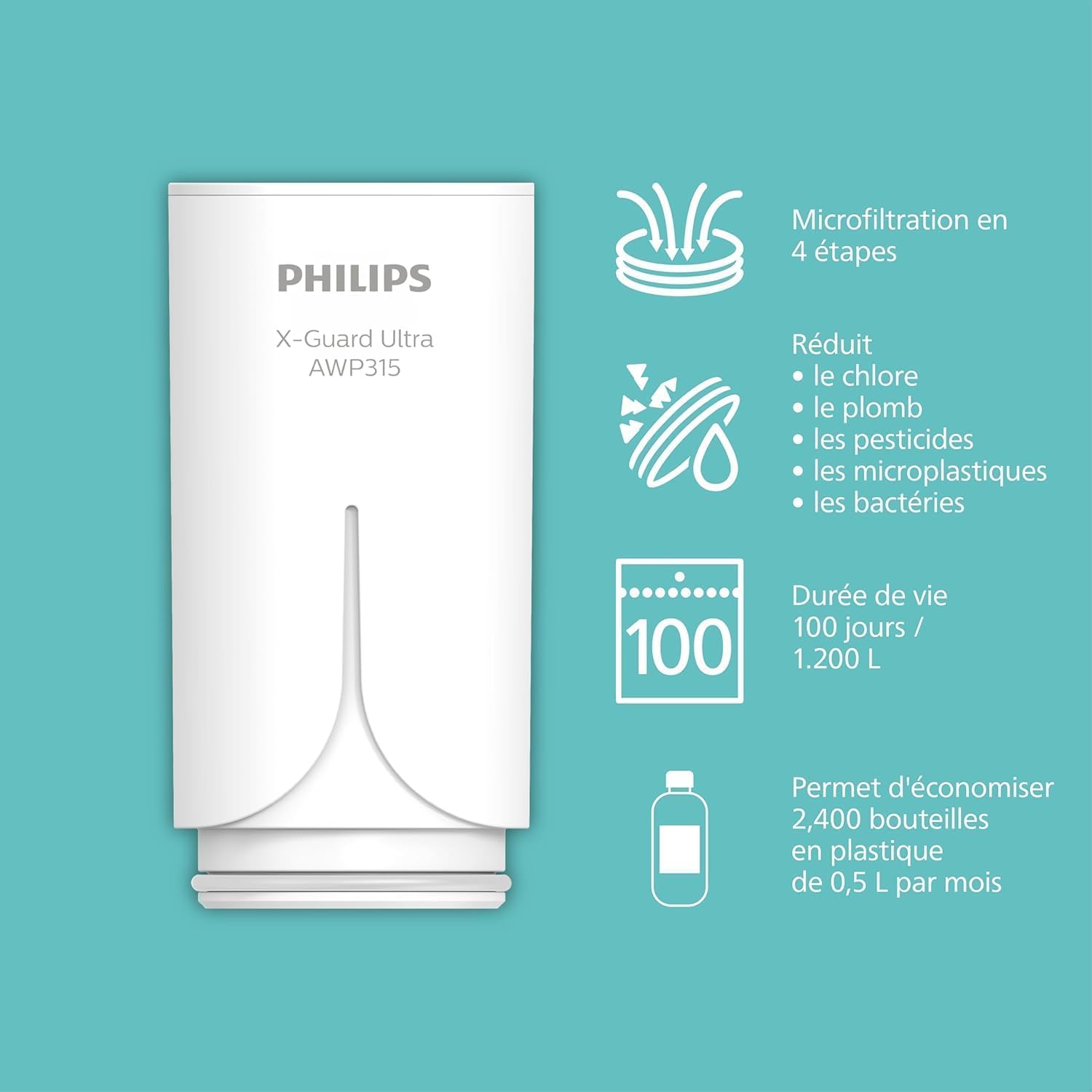 Philips Filtre sur robinet AWP3754/10 ULTRAFILTRATION 1.200 L