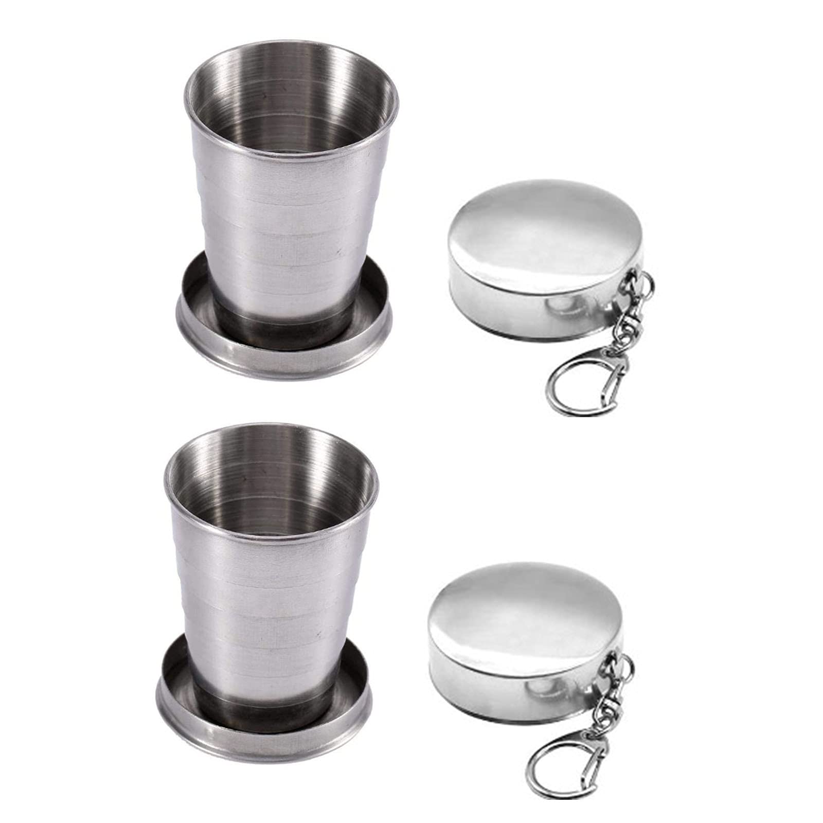 Set 2 Tazze Pieghevoli Acciaio Inox 75ml - Con Posate, Per Campeggio E Viaggi - Foto 4