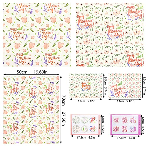 Larcenciel Gift Wrapping Paper For Mother's Day - Pink Flower Patterns Gift Wrap Set With Gift Bag, Gift Card And Gift Sticker For Best Mom Grandma, Pretty Holiday Happy Mother's Day Party Decorations #TOP6