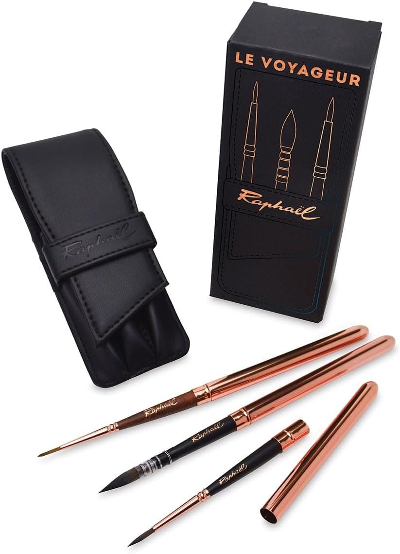 Raphael Le Voyageur 3-Brush Travel Set, Black Wallet
