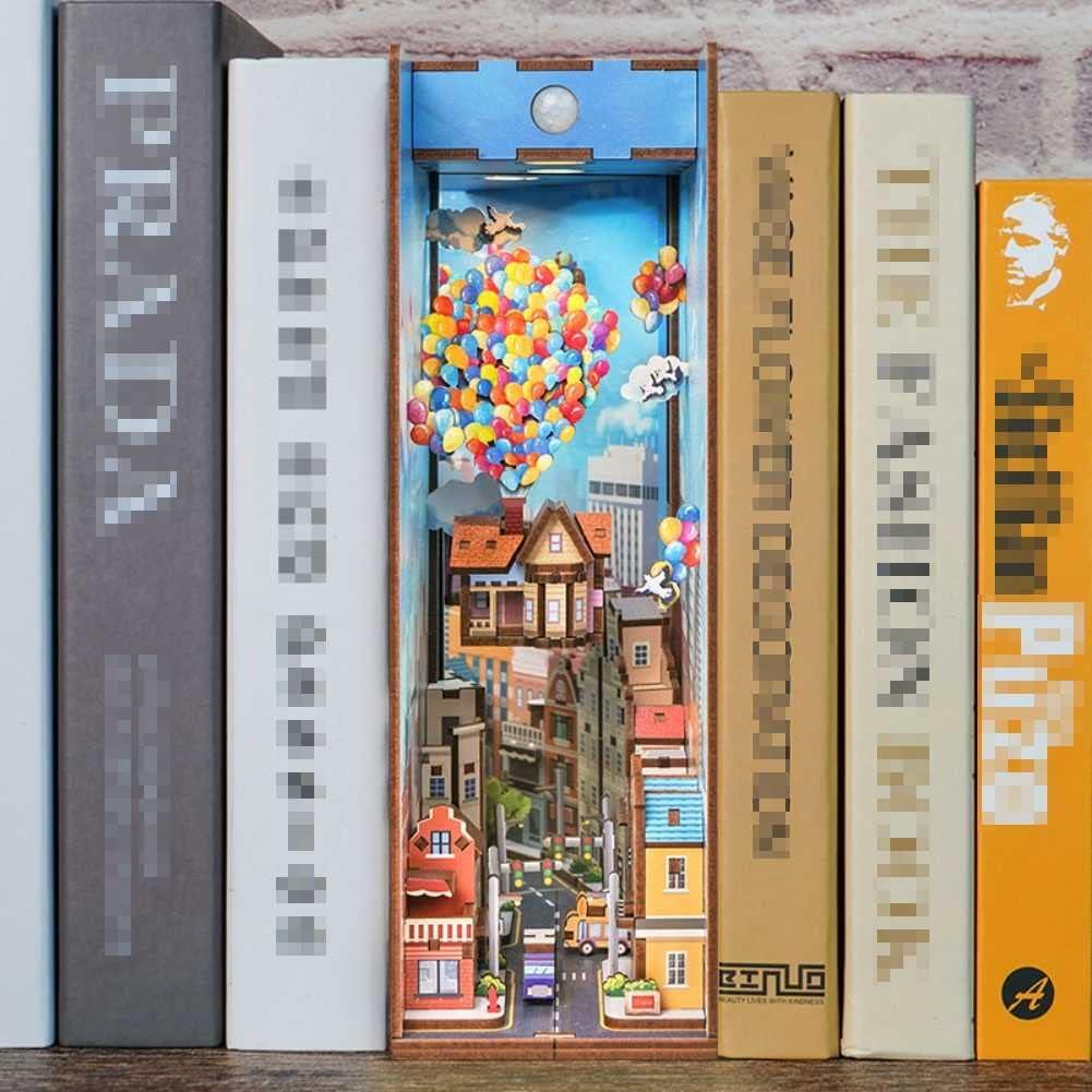 Model edukacyjny Puzzle 3D Booknook Book End Wkładka półki z instrukcją montażu i oświetleniem LED oraz wykwintnym opakowaniem do półki na książki w biurze bibliotecznym