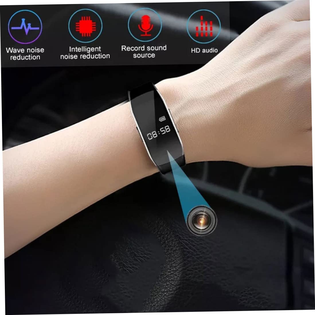 Enregistreur vidéo Vocal numérique 8G, caméra Audio, Bracelet, Dispositif d'enregistrement antibruit