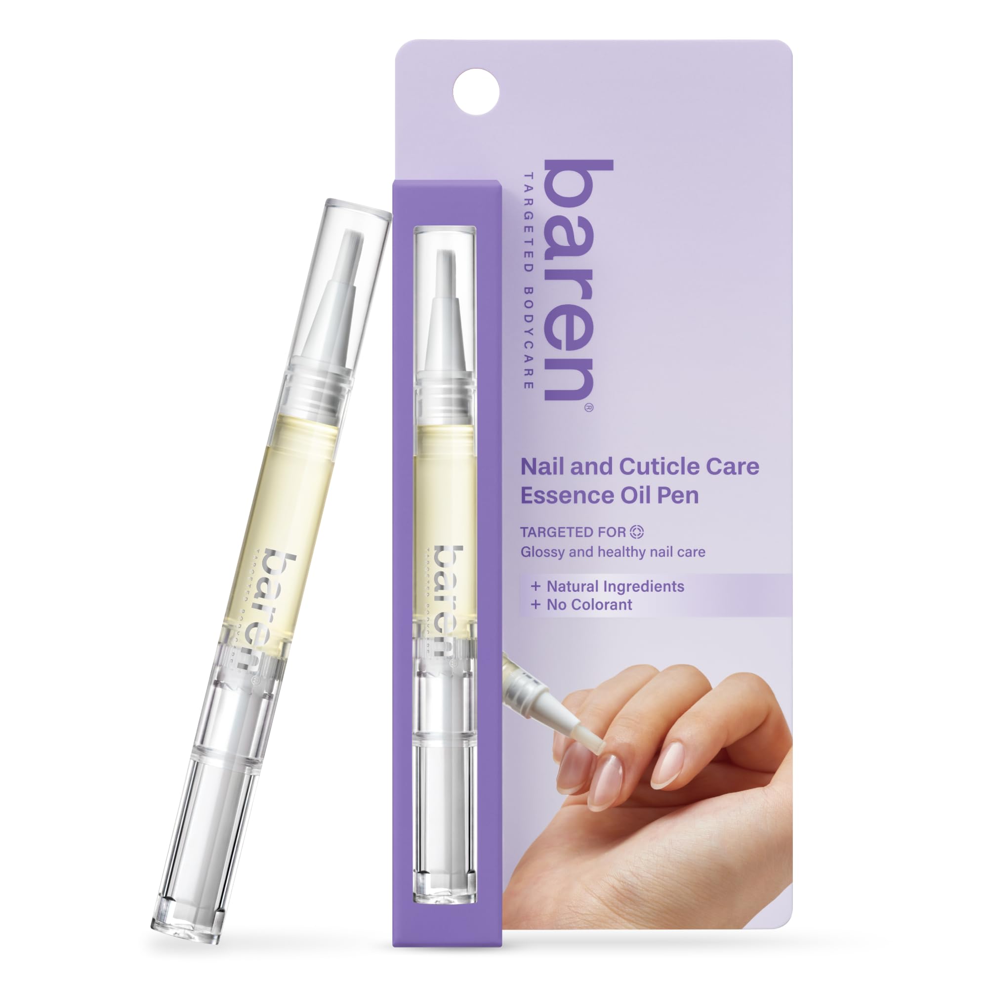 Baren Nail & Cuticle Oil Repair Essence Pen | Easy Pen Type | Strengthener for Damaged Nails | Korean Celebrity Nail Care Secret | Nail Growth Treatment with JoJoba Oil, Almond Oil, Vitamin E