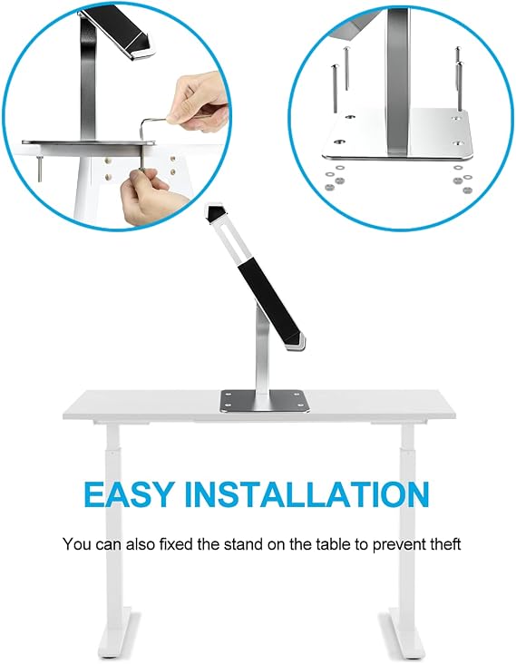 Tablet Kiosk Stand, Anti-Theft iPad POS Holder Desk Mount with Security Lock & Key, Heavy Duty Base & 360 Rotation for 711 iPad Pro, Air, Galaxy Tab for Countertop, Retail, Business Displays