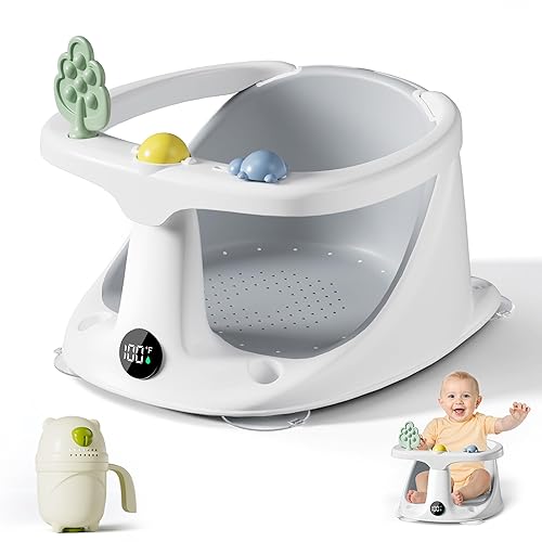 Miniatura 9 de Asiento de baño para bebés de 6 meses en adelante, asientos de bañera para bebés sentados con taza de enjuague, antideslizante, cómodo, esenciales