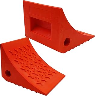 SECURITYMAN Heavy Duty Wheel Chocks (2 Pack) - Durable, Non-Slip, Solid Rubber Wheel Chocks for Boat Trailers, RV, Truck, Camper - Perfect on All Surfaces and in All Weather - Orange