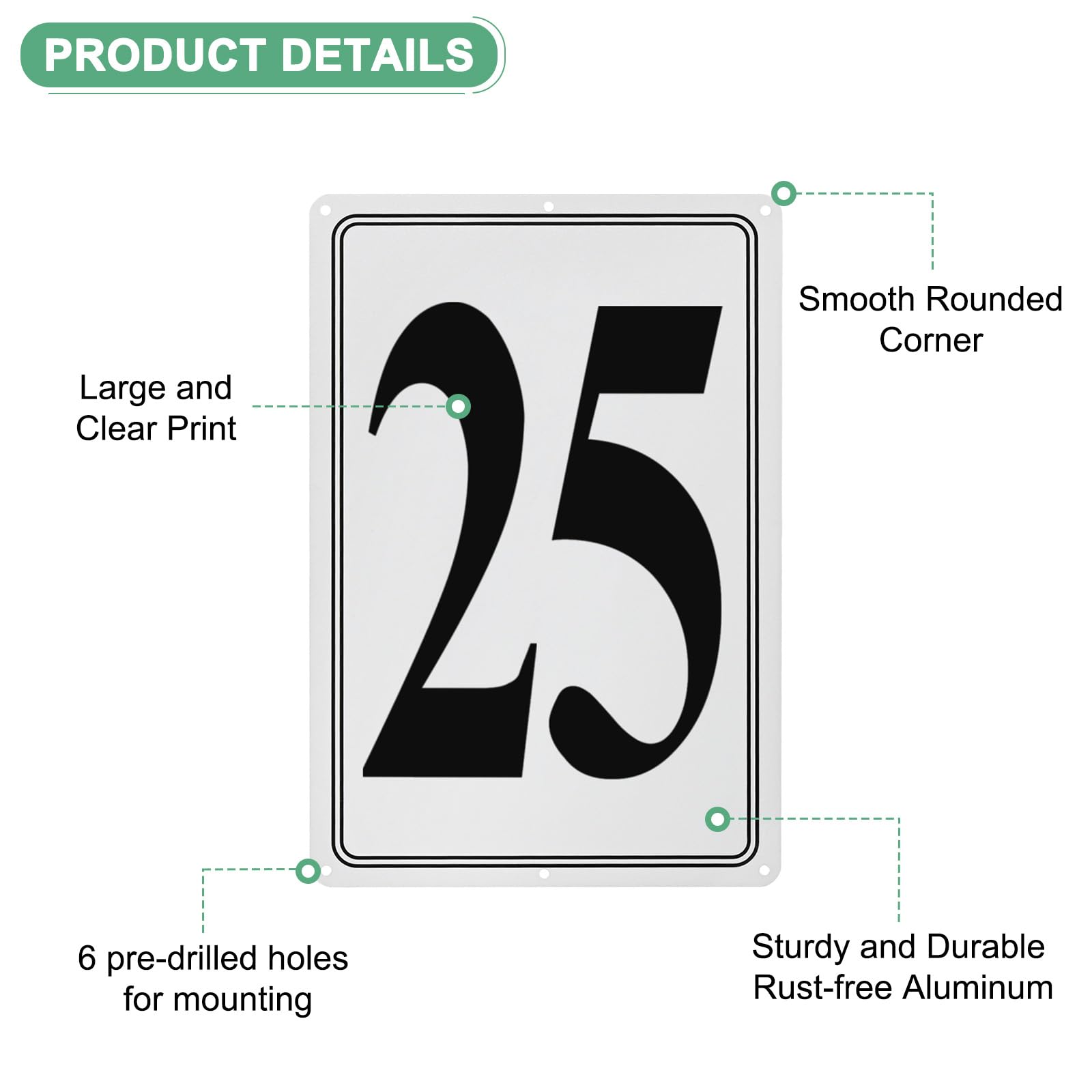 M METERXITY Aluminum Number Sign 25, 11.8 Inch House Numbers and Metal Letters, Parking Spot Letter Signs - Image 2