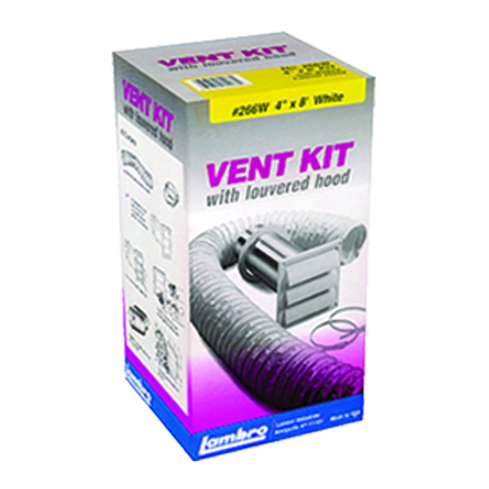 Vinyl DT Louvered Vent Kit, White, 8 ft