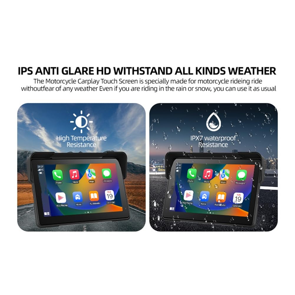 Écran de Navigation Moto Portable 7 Pouces Étanche Bluetooth sans Carplay Android Auto MP5 Lecteur