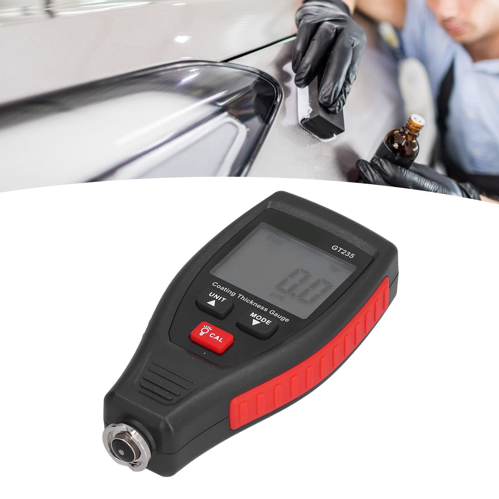 Miernik Grubości Lakieru, Precyzyjny Czujnik Grubości Lakieru do Aut, Cyfrowy Tester Powłoki 0-1800 μm z Podświetleniem, Automatyczna Detekcja