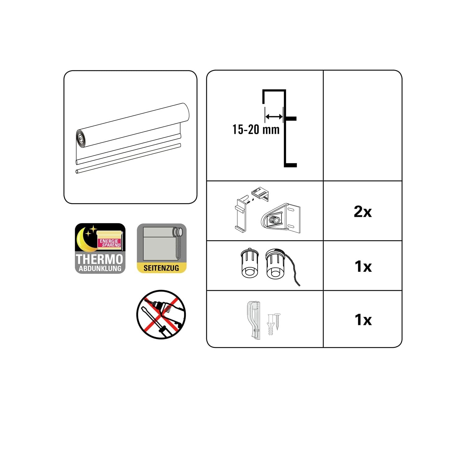 Deco Company, Tenda a Rullo Termica, con Rivestimento Termico, Montaggio a Incastro, Altamente Riflettente, Risparmio Energetico, Oscurante, Materiale di Montaggio Incluso, Antracite, 60 x 150 cm