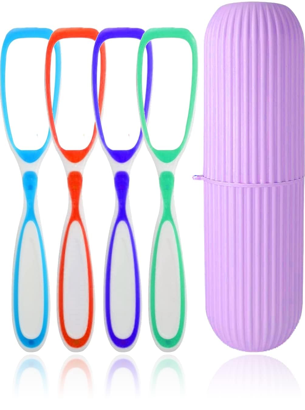 Generic Tongue Cleaner Scrapper For Kids and Adults With Travel Capsule Plastic Tooth brush paste holder flexible design for health, Oral care tool Easy To use - Pack of 4