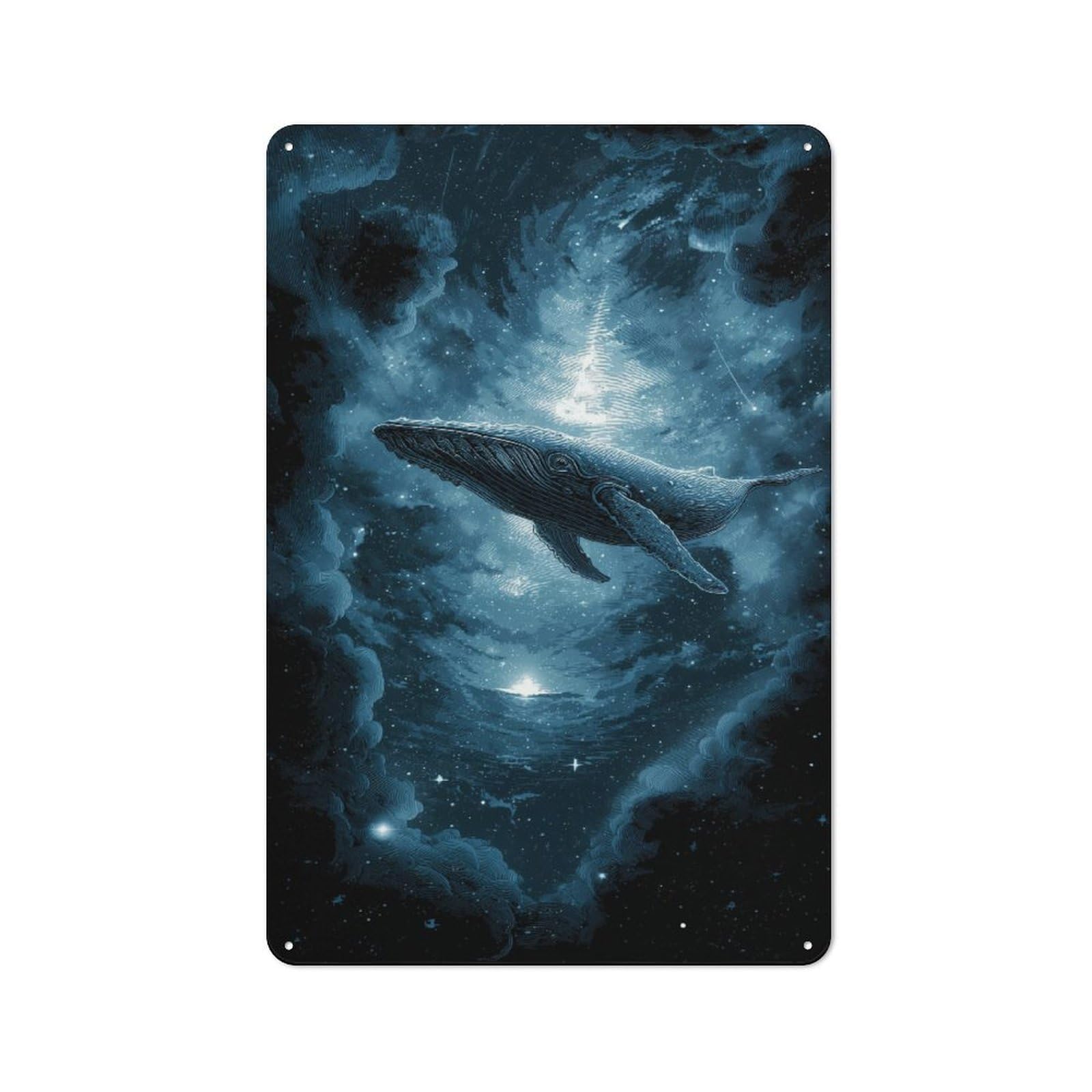 Junmoney Whale In Cosmic Sky Vintage Metal Sign 30X20cm For Bar Or Restaurant, For Vintage Wall Decor Fans, For Living Room And Hallway Decor