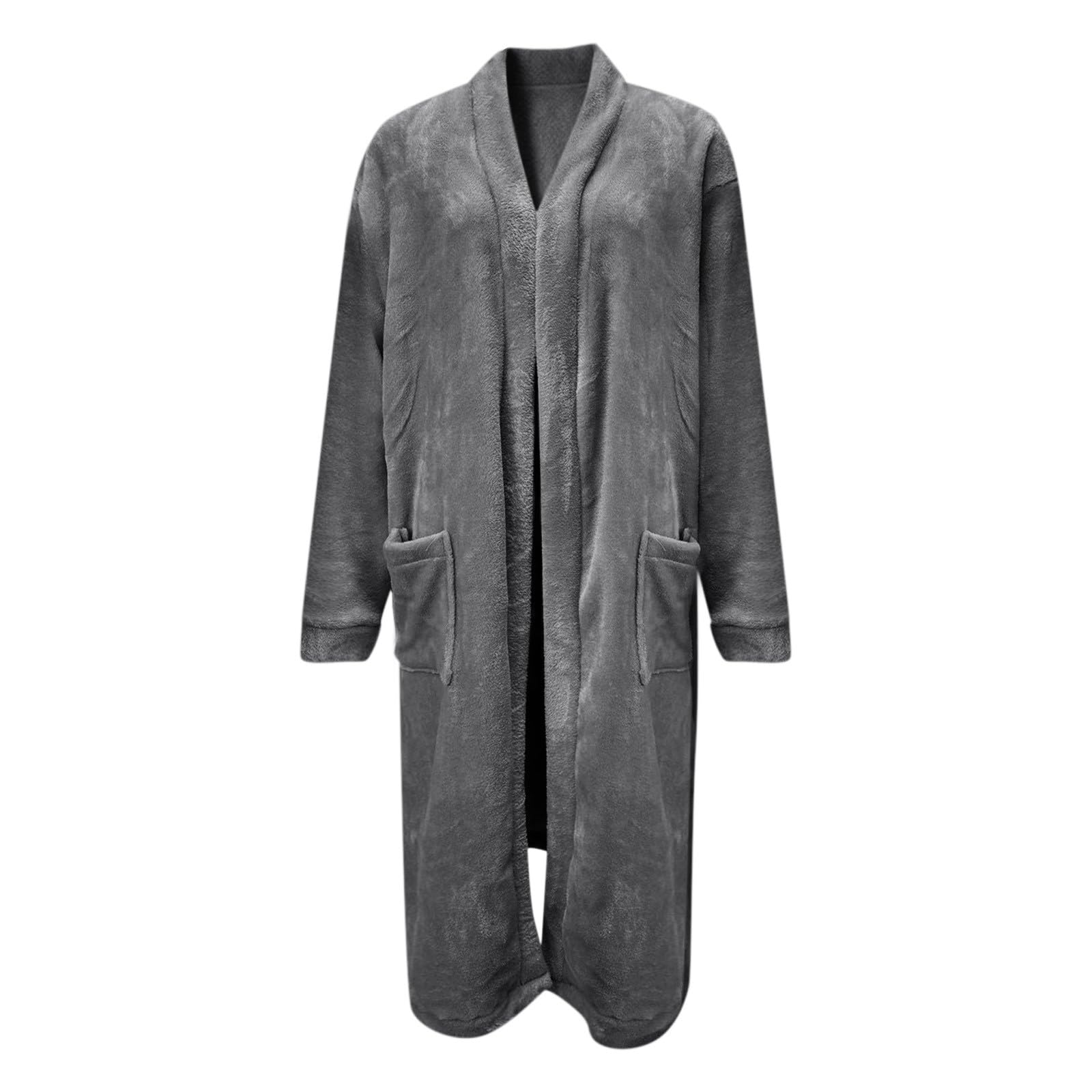 Damen Teddyfell Cardigan Mantel, Lang, Offene Front