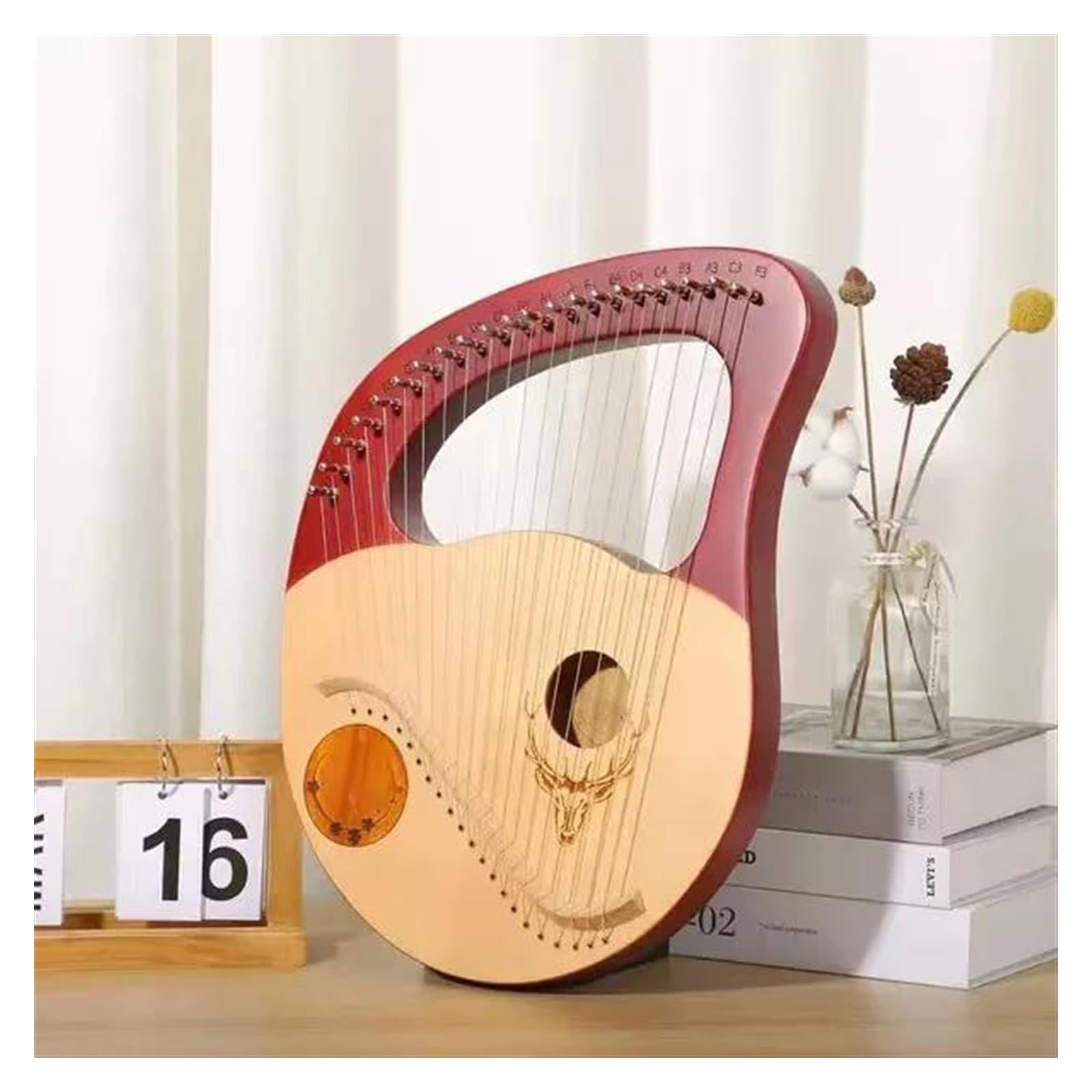 principianti arpa 16/19/21/24 Corde Arpa In Legno Di Mogano Strumento Musicale Lira Arpa Con Chiave Di Accordatura Corde Di Ricambio(24 Khaki)