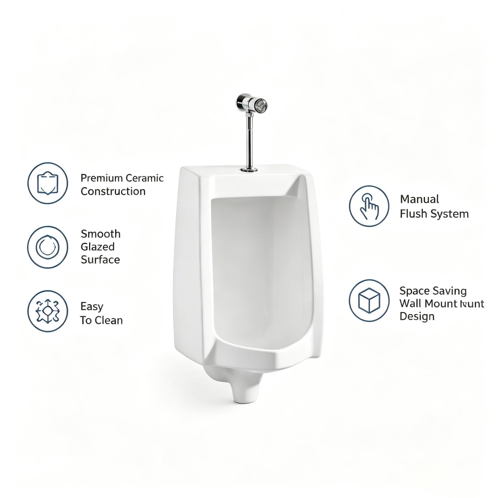 Orinal De Pared Cerámico Con Descarga Manual | Orinal Esmaltado Con Doble Desagüe Suelo/Pared, Fácil Limpieza Para Hogar, Hotel Y Uso Comercial(Wall outlet)