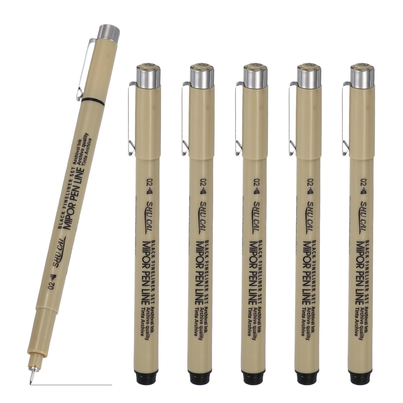 PATIKIL Fineliner Pens, 6 Pcs 02 0.3mm Fineliner Marker Black Waterproof Ink Archival Drawing Pens Art Supplies Set for Sketching Journaling Scrapbooking Artist Illustration