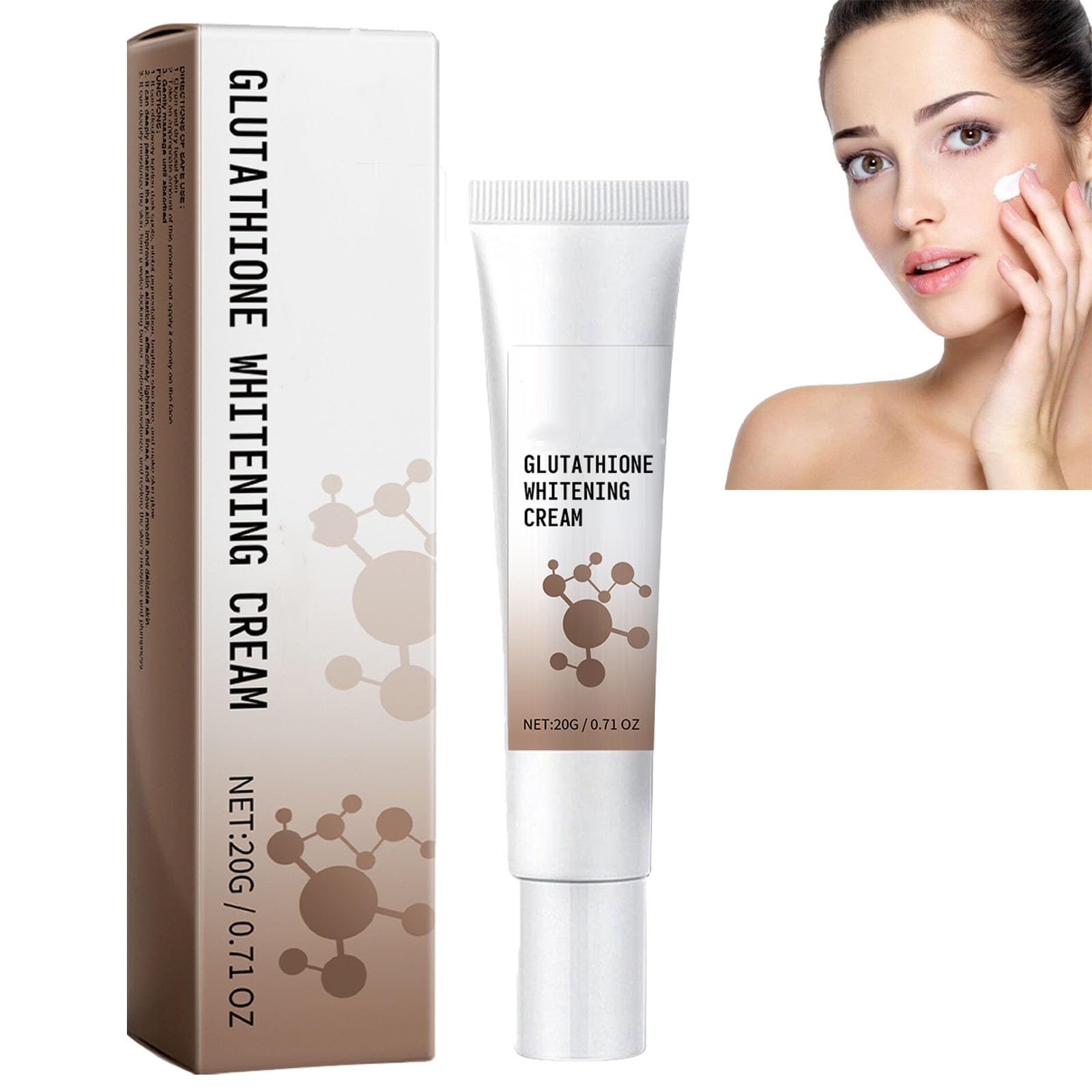 Glutathione Face Whitening Cream, Glutathione Soothing Remoisturizing Face Cream, Glutathione Skin Brightening Cream for Face, crema viso contro rughe e macchie scure (1 pezzo) Bellezza