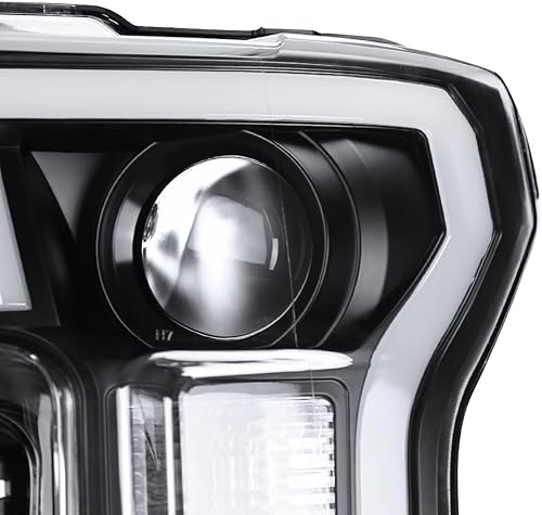 Miniatura 6 de SPEC-D TUNING Faros delanteros de proyector negros con barra de luz LED compatible con Ford F-150 2015-2017, conjunto de faros delanteros izquierdo